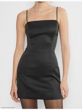 Aritzia Sunday Best Black Shimmer Satin Mini Dress SZ 2